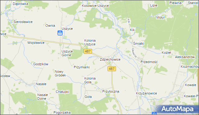 mapa Zdziechowice gmina Gorzów Śląski, Zdziechowice gmina Gorzów Śląski na mapie Targeo