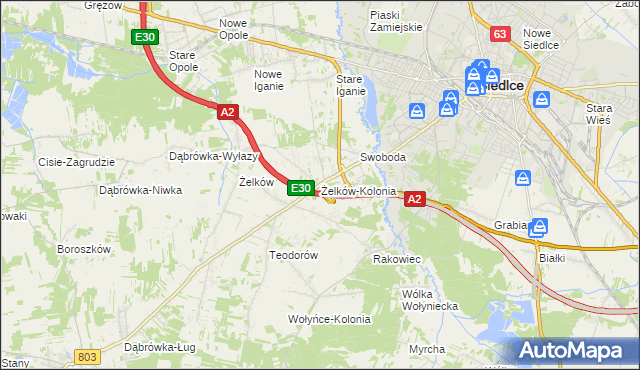mapa Żelków-Kolonia, Żelków-Kolonia na mapie Targeo