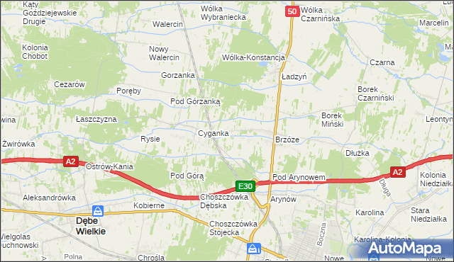 mapa Żuków gmina Mińsk Mazowiecki, Żuków gmina Mińsk Mazowiecki na mapie Targeo