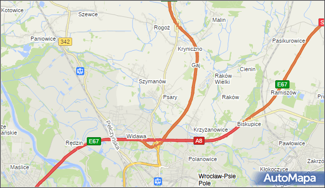 mapa Psary gmina Wisznia Mała, Psary gmina Wisznia Mała na mapie Targeo