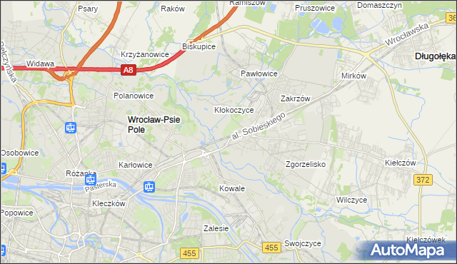 mapa Psie Pole gmina Wrocław, Psie Pole gmina Wrocław na mapie Targeo