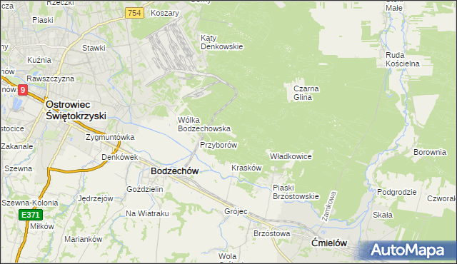 mapa Sowia Góra gmina Bodzechów, Sowia Góra gmina Bodzechów na mapie Targeo