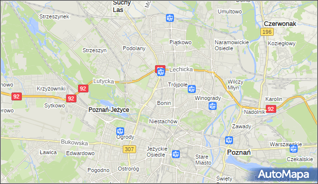 mapa Winiary gmina Poznań, Winiary gmina Poznań na mapie Targeo