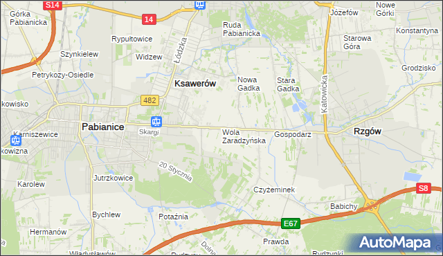 mapa Wola Zaradzyńska, Wola Zaradzyńska na mapie Targeo