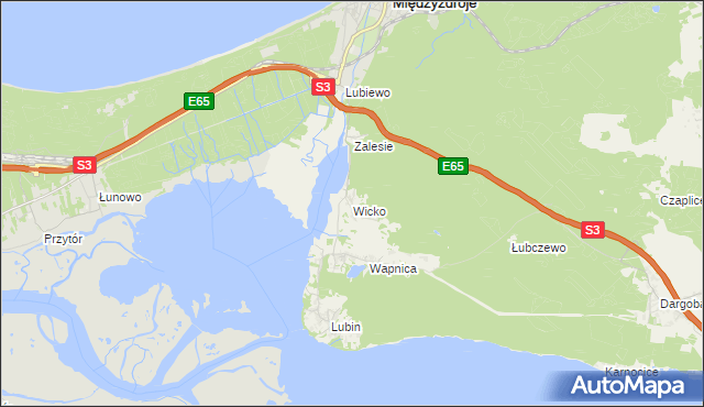 mapa Wicko gmina Międzyzdroje, Wicko gmina Międzyzdroje na mapie Targeo