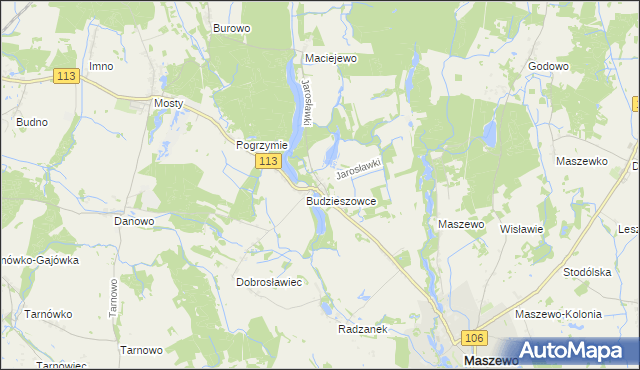 mapa Jarosławki gmina Maszewo, Jarosławki gmina Maszewo na mapie Targeo