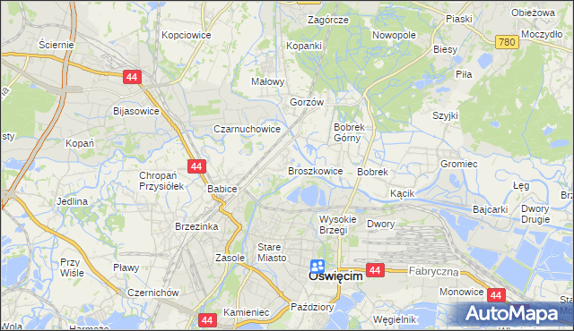 mapa Broszkowice, Broszkowice na mapie Targeo