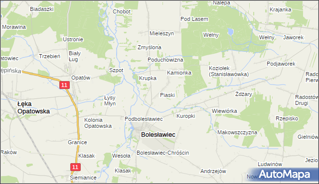 mapa Piaski gmina Bolesławiec, Piaski gmina Bolesławiec na mapie Targeo
