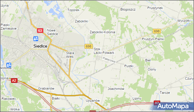 mapa Stok Lacki, Stok Lacki na mapie Targeo