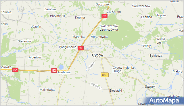 mapa Cyców, Cyców na mapie Targeo