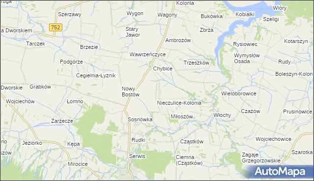 mapa Nieczulice gmina Pawłów, Nieczulice gmina Pawłów na mapie Targeo