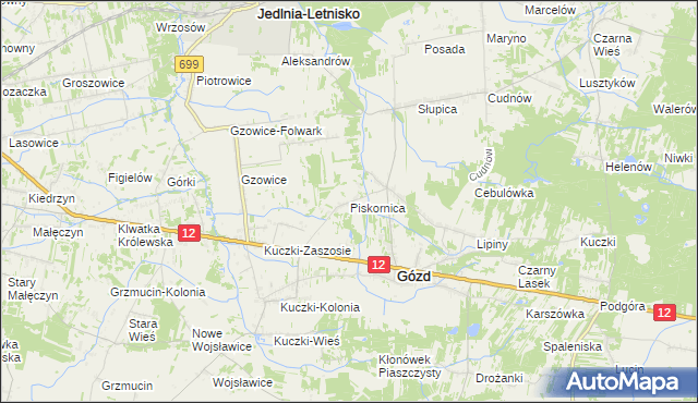 mapa Piskornica, Piskornica na mapie Targeo