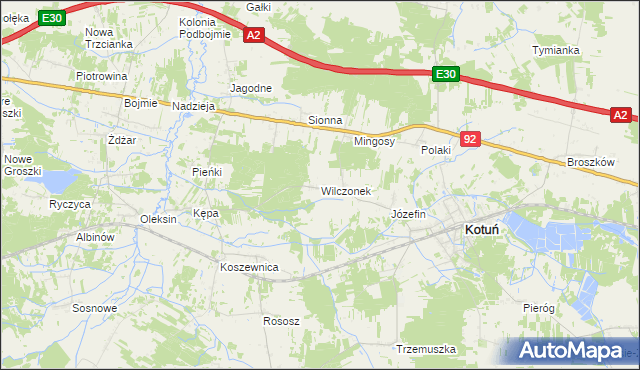 mapa Wilczonek, Wilczonek na mapie Targeo