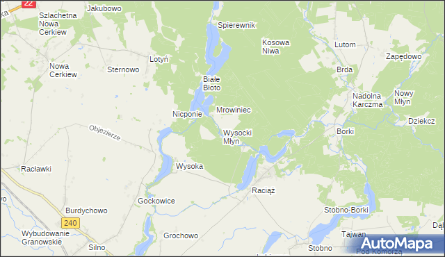 mapa Wysocki Młyn, Wysocki Młyn na mapie Targeo