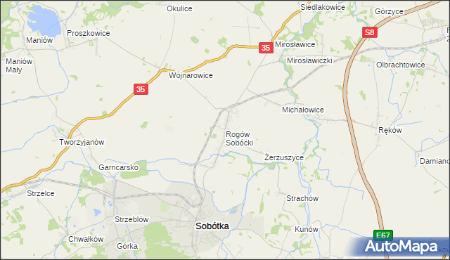 mapa Rogów Sobócki, Rogów Sobócki na mapie Targeo