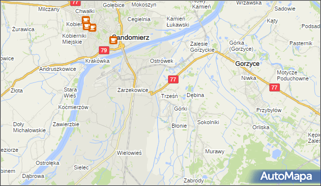 mapa Trześń gmina Gorzyce, Trześń gmina Gorzyce na mapie Targeo