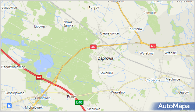 mapa Dąbrowa powiat opolski, Dąbrowa powiat opolski na mapie Targeo