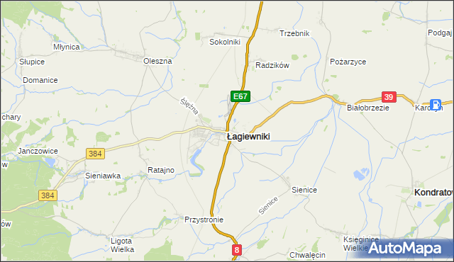 mapa Łagiewniki powiat dzierżoniowski, Łagiewniki powiat dzierżoniowski na mapie Targeo