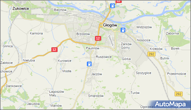 mapa Ruszowice gmina Głogów, Ruszowice gmina Głogów na mapie Targeo