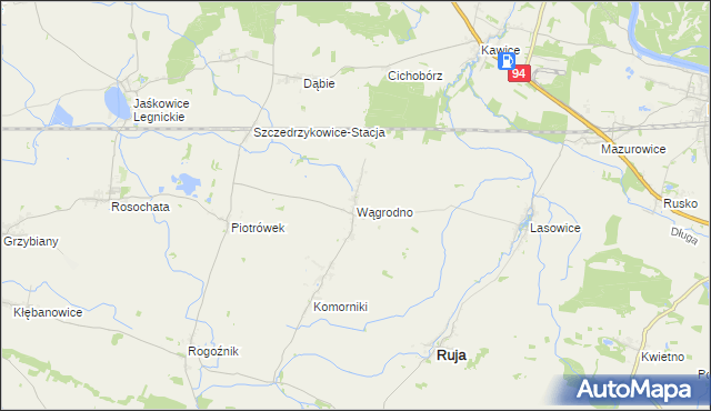mapa Wągrodno gmina Ruja, Wągrodno gmina Ruja na mapie Targeo