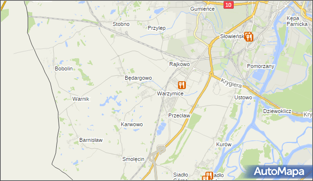 mapa Warzymice, Warzymice na mapie Targeo