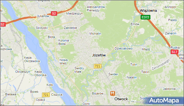 mapa Józefów powiat otwocki, Józefów powiat otwocki na mapie Targeo