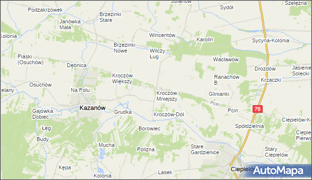 mapa Kroczów Mniejszy, Kroczów Mniejszy na mapie Targeo