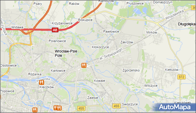 mapa Psie Pole gmina Wrocław, Psie Pole gmina Wrocław na mapie Targeo