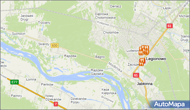 mapa Bagno gmina Jabłonna, Bagno gmina Jabłonna na mapie Targeo