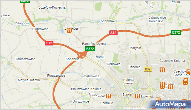 mapa Barak gmina Jastków, Barak gmina Jastków na mapie Targeo