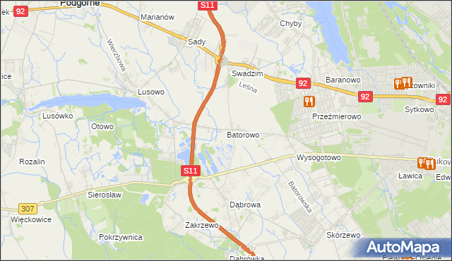 mapa Batorowo gmina Tarnowo Podgórne, Batorowo gmina Tarnowo Podgórne na mapie Targeo