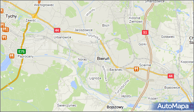 mapa Bieruń, Bieruń na mapie Targeo