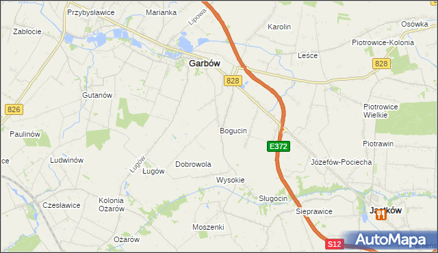 mapa Bogucin gmina Garbów, Bogucin gmina Garbów na mapie Targeo