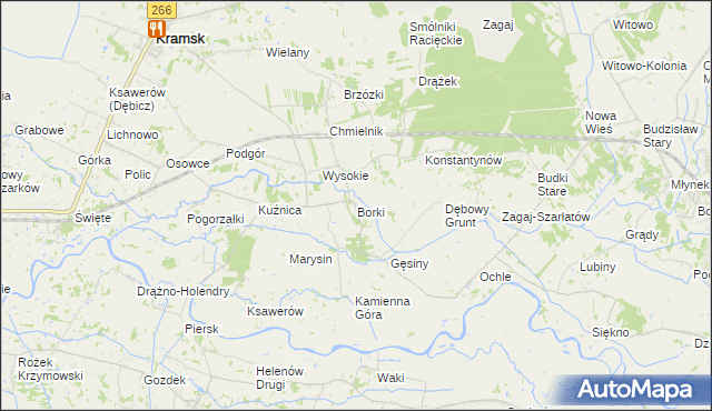 mapa Borki gmina Kramsk, Borki gmina Kramsk na mapie Targeo