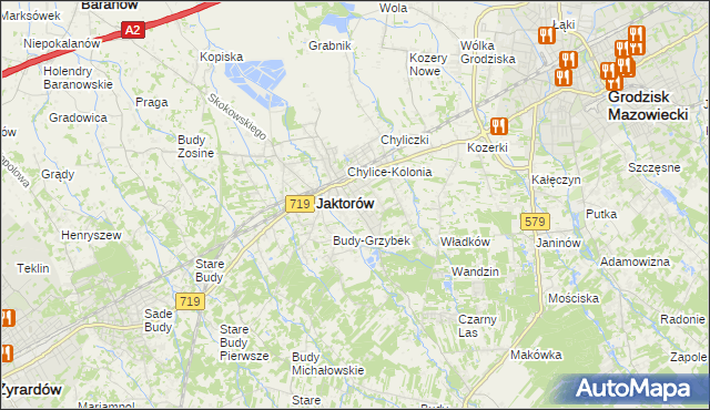 mapa Chylice gmina Jaktorów, Chylice gmina Jaktorów na mapie Targeo