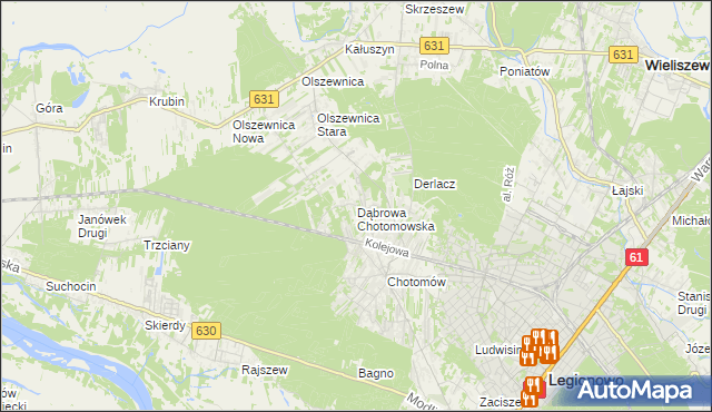 mapa Dąbrowa Chotomowska, Dąbrowa Chotomowska na mapie Targeo