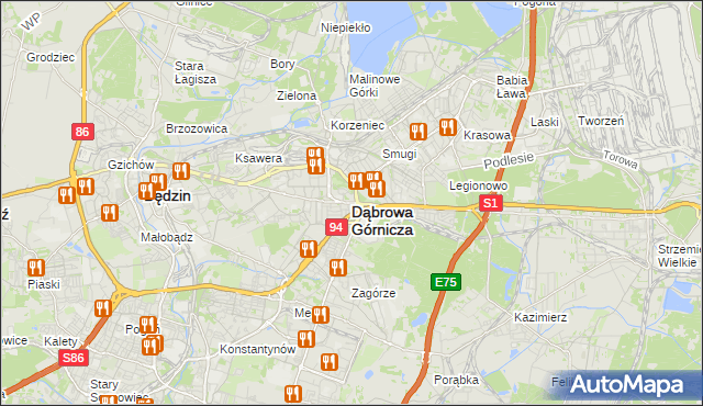 mapa Dąbrowa Górnicza, Dąbrowa Górnicza na mapie Targeo