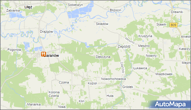 mapa Dębczyna gmina Baranów, Dębczyna gmina Baranów na mapie Targeo