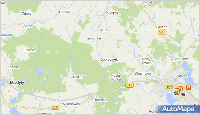 mapa Dobrocinek, Dobrocinek na mapie Targeo