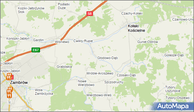 mapa Głodowo-Dąb, Głodowo-Dąb na mapie Targeo