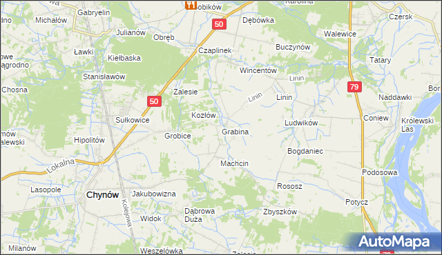mapa Grabina gmina Chynów, Grabina gmina Chynów na mapie Targeo
