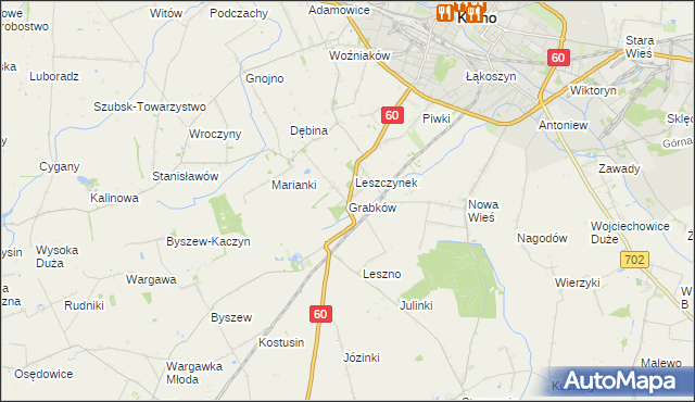 mapa Grabków gmina Kutno, Grabków gmina Kutno na mapie Targeo