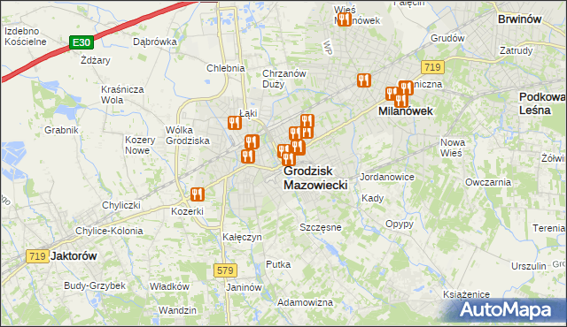 mapa Grodzisk Mazowiecki, Grodzisk Mazowiecki na mapie Targeo