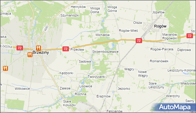 mapa Helenówka gmina Brzeziny, Helenówka gmina Brzeziny na mapie Targeo