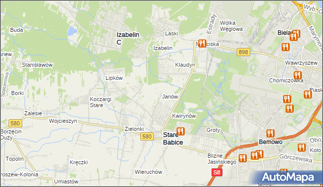mapa Janów gmina Stare Babice, Janów gmina Stare Babice na mapie Targeo