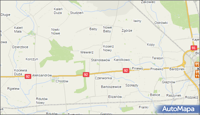 mapa Koserz, Koserz na mapie Targeo