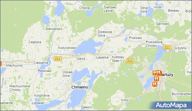 mapa Łapalice, Łapalice na mapie Targeo