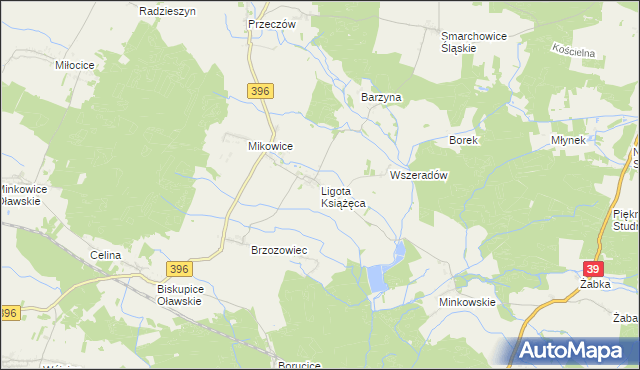 mapa Ligota Książęca gmina Namysłów, Ligota Książęca gmina Namysłów na mapie Targeo