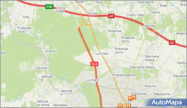 mapa Lućmierz-Las, Lućmierz-Las na mapie Targeo