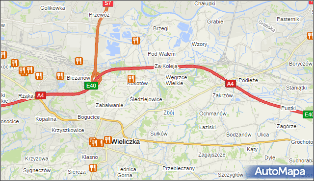 mapa Mała Wieś gmina Wieliczka, Mała Wieś gmina Wieliczka na mapie Targeo